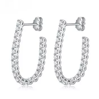 Всего 1,3 карата 1,9 мм, серьги-кольца с настоящим муассанитом и бриллиантами для женщин, стерлинговое серебро S925, ювелирные украшения для свадебной вечеринки 1.3ct Moissanite