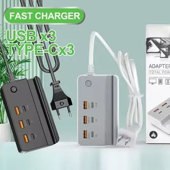 Всего 35 Вт настольный удлинитель многофункциональный держатель телефона с 3 портами USB 3 Type C быстрая зарядка зарядное устройство для iPhone 16 Xiaomi 15 3USB 3PD EU White