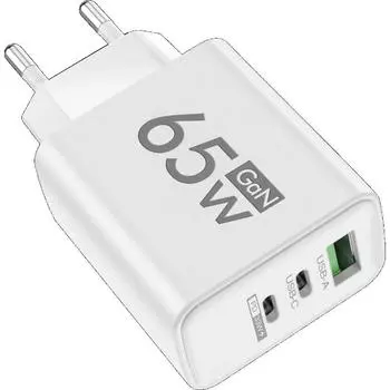 Всего 65 Вт GaN USB C зарядное устройство быстрая зарядка тип C мобильный телефон адаптер для iPhone быстрая зарядка 3.0 EU/US вилка настенное зарядное устройство EU White