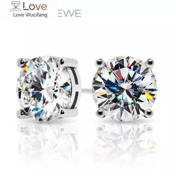 Всего 6,0 карат бриллиантов, прошедших проверку, муассанит, 18-каратное белое золото, серебряные серьги 925 пробы, ювелирные изделия, подарки для женщин и девочек
