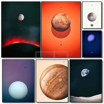 Вселенная Солнечная система Планета Плакат Космос Девять основных планет Печать на холсте Картина Настенные картины Главная Комната Современный декор 21x30cm No Framed