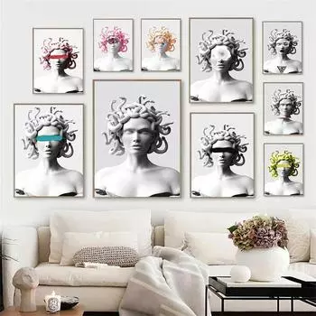 Всемирно известная скульптура Медузы, настенное искусство, постер, свет, роскошное изысканное украшение для гостиной, живопись, настенная живопись, печать 21cm30cm NoFrame