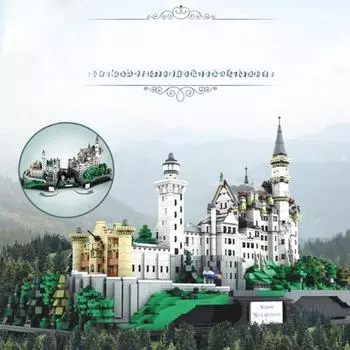 Всемирно известный архитектурный микроалмазный блок Германия Лебедь Каменный замок Снежная сцена Кирпичи Розовая модель Игрушка Нанокирпичи