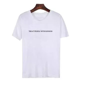 Vsenfo Treat People With Kinness Футболка женская повседневная Harry Styles Tee Aesthetic Casual High Qualit M белый
