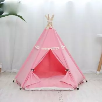 Всесезонная палатка для домашних животных с занавеской для кошачьего вольера и полузакрытая палатка для кошек Съемная и моющаяся палатка для кошек S 40*40*50