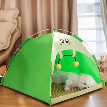 Всесезонная палатка для собак, дышащая и прохладная, летняя будка для собак породы бишон фризе, складной домик для кошек, домик для домашних животных S: 35 * 35 * 30cm