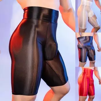 Всесезонное нижнее белье с карманом Bulge, мужские боксеры, масляные глянцевые плавки