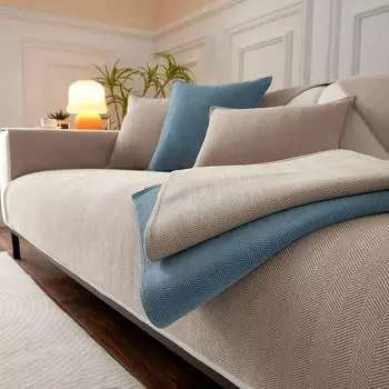 Всесезонное универсальное нескользящее и устойчивое к кошачьим царапинам покрытие для дивана из синели с узором «елочка» Полотенце 70x70cm