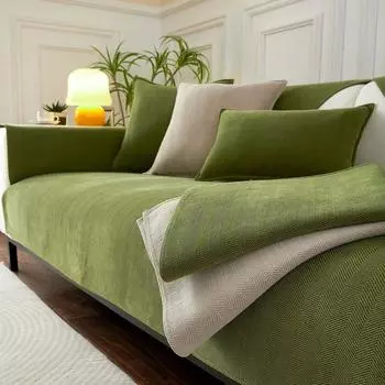 Всесезонное универсальное нескользящее и устойчивое к кошачьим царапинам покрытие для дивана из синели с узором «елочка» Полотенце 70x70cm серый