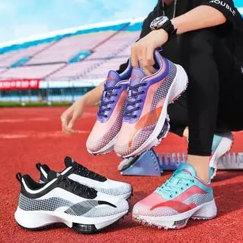 Всесезонные кроссовки для марафона с шипами для бега, спортивная обувь для мужчин, кроссовки для улицы, легкие противоскользящие кроссовки для увеличения роста, женская обувь для ходьбы 36