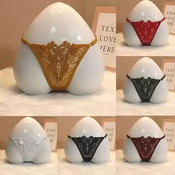 Всесезонные кружевные трусики с вышивкой, сексуальные трусики-стринги, дышащие Average size