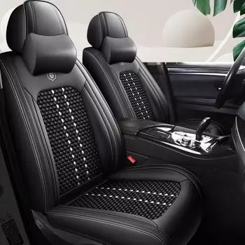 Всесезонные подушки для автомобильных сидений с чехлами из дышащей кожи наппа и тканого ледяного шелка, специально разработанные для лета. Standard Edition слоновая кость/белый