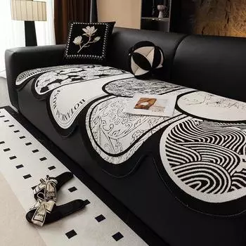 Всесезонный чехол для дивана из ретро-шенилла, нескользящий чехол для дивана, универсальный защитный чехол для дивана с неровностями и буквами 90x90