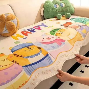 Всесезонный чехол для дивана из шенилла в стиле ретро, нескользящий чехол для дивана, защитный чехол для универсальной подушки для дивана с неровностями в цвете панды 90x90