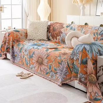 Всесезонный чехол для пикника на диван, чехол для дивана Funda Sofa Home, коврик для дивана в этническом стиле из шенилла, пледы 180x130