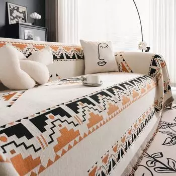 Всесезонный кемпинговый чехол для пикника, чехол для дивана, домашний коврик для дивана в этническом стиле из синели, пледы 180x130