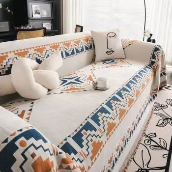 Всесезонный кемпинговый чехол для пикника, чехол для дивана, домашний коврик для дивана в этническом стиле из синели, пледы 180x130cm