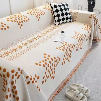 Всесезонный универсальный чехол Chenier с защитой от кошачьих царапин, подушка для подлокотника, чехол на спинку, двухсторонняя ткань с кисточками для дивана, полное покрытие 180*130