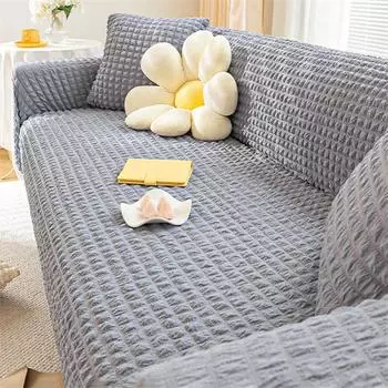 Всесезонный универсальный чехол из хлопчатобумажного полотна с защитой от кошачьих царапин, противоскользящий чехол для дивана, домашний декор 1seater-90-140cm серый