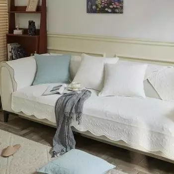 Всесезонный универсальный диванный коврик, ретро вышитая кружевная подушка для сиденья, удобная нескользящая дышащая усовершенствованная хлопковая ткань для дивана 70x70cm 1pcs