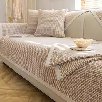 Всесезонный универсальный льняной тканый простой чехол в японском стиле, Нескользящий чехол для подушки, тканевое полотенце, хлопково-льняная подушка для дивана 70x70