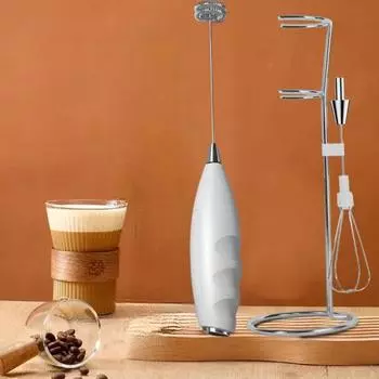 Вспениватель молока Электрический миксер Блендер из нержавеющей стали 2-в-1 Перезаряжаемый взбиватель для яиц Пенообразователь для кофе Латте Капучино Горячий шоколад Матча чёрный