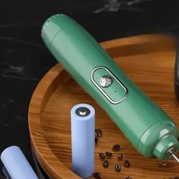 Вспениватель молока, вспениватель кофе, бытовой электрический вспениватель молока, миксер для молока, аккумулятор, ручной миксер зелёный