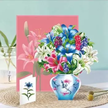 Всплывающая открытка с бумажными цветами, букет, 3D-всплывающие поздравительные открытки с конвертом для открытки на день рождения, открытка на годовщину, день рождения, выздоравливай, подарки для женщин, мам I