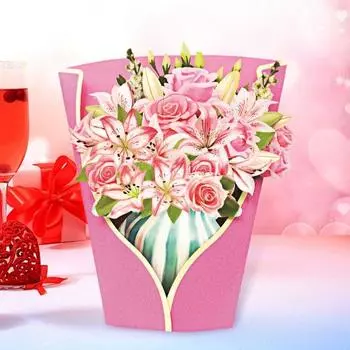 Всплывающая открытка с бумажными цветами, букет, 3D-всплывающие поздравительные открытки с конвертом для открытки на день рождения, открытка на годовщину, подарки на день рождения с пожеланием выздоровления E