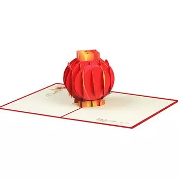 Всплывающая открытка с фонарем, 3D поздравительная открытка с китайским фонариком, открытка ручной работы на день рождения с конвертом для весеннего фестиваля, Нового года