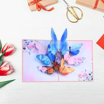 Всплывающая поздравительная открытка с красочным цветочным дизайном бабочки, 3D складная с конвертом, благодарственные открытки ручной работы Butterfly