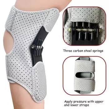 Вспомогательное устройство для колена, усилитель защиты колена, дышащая поддержка суставов, пружинный стабилизатор серый