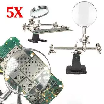 Вспомогательный зажим для сварки, увеличительное стекло, ремонт электрических плат, кронштейн для сварочного аппарата, регулируемая 5-кратная настольная лупа, наборы ручных инструментов чёрный