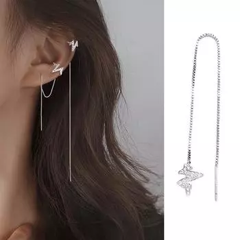 Цельные серьги Flash Diamond Heartbeat Ear Line, женские серьги Flash Diamond Wave с кисточками