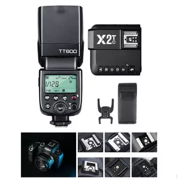 Вспышка для камеры TT600, с триггером вспышки, практичная, прочная, с регулируемым углом наклона, сменные детали для