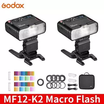 Вспышка Godox MF12 MF12-K2 Macro Speedlite Flash 2,4 ГГц с беспроводным управлением и вспышкой для Sony Canon Nikon Fuji Olympus Pentax MF12