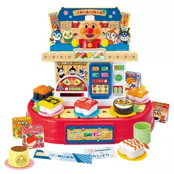 Вставьте пластину и играйте в Anpanman pipeline belt sushi DX roulette Nigiri! красный