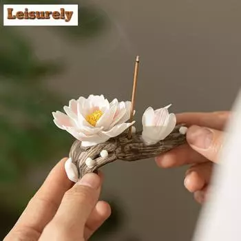 Вставка для благовоний «Пион» ручной работы, керамическая нить, курильница для благовоний, подставка для благовоний, аксессуары для чайной церемонии в стиле дзен, настольные украшения