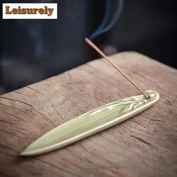 Вставка для благовоний в виде бамбукового листа в китайском стиле, внутренняя курильница для благовоний, держатель для курильницы с ароматом дыма, подставка для чайной комнаты в стиле дзен