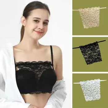 Вставка в бюстгальтер с запахом на груди. Дышащее кружево. Декоративное противоскользящее противоскользящее нижнее белье. Накладка на грудь. Скромная вставка. Внутренняя одежда. Одежда. белый