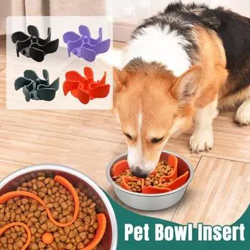 Вставка в миску для домашних животных Простая в использовании Прочная противоскользящая вставка в миску для медленной подачи для собак с присосками Товары для домашних животных фиолетовый