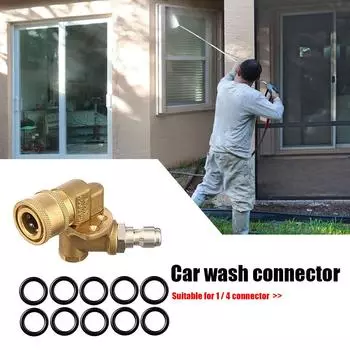 Вставная насадка 1/4 дюйма с 10 уплотнительными кольцами 180 градусов 1/4 дюйма быстроразъемная поворотная муфта медная для мойки высокого давления автомобиля CHINA