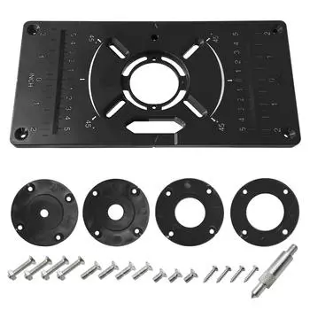 Вставная пластина стола фрезерного станка, алюминиевая обрезная машина, гравировальная откидная доска с 4 кольцами для деревообработки серебряный