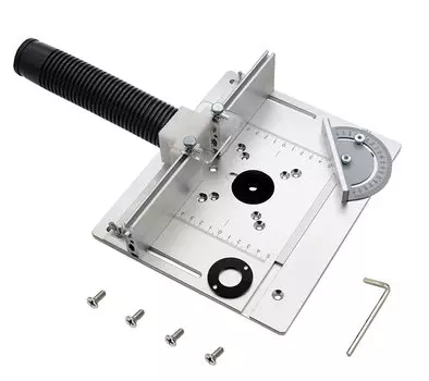 Вставная пластина стола фрезерного станка, алюминиевая столешница фрезерного станка с задним ограждением и квадратом, универсальная режущая пластина для деревообрабатывающего верстака (Серебряный) чёрный/серебряный