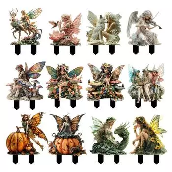 Вставная табличка для цветочного горшка «Эльф», украшение для цветочного горшка «Богемская фея», статуэтка садовой феи, аксессуары для цветочных горшков «Сказочный сад» style 1