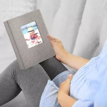 Вставной фотоальбом, льняная обложка, 28 страниц, 56 карманов, 4x6 дюймов, свадьба, путешествие, детский праздник серый