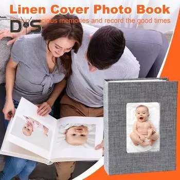 Вставной фотоальбом в льняной обложке, 50 страниц, 100 карманов, 4x6 дюймов, свадьба, путешествие, детский праздник, дети, семья, годовщина, коллекция фотографий, книга чёрный