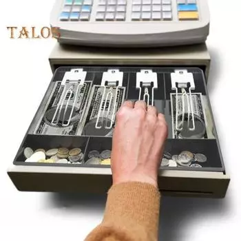 Вставной лоток для кассового аппарата с несколькими отделениями Ящик для хранения денег Прочная конструкция Дугообразный дизайн Несколько разделителей чёрный