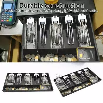 Вставной лоток для кассового аппарата Yousheng с несколькими отделениями, ящик для хранения денег, прочная конструкция, дугообразный дизайн, несколько разделителей чёрный