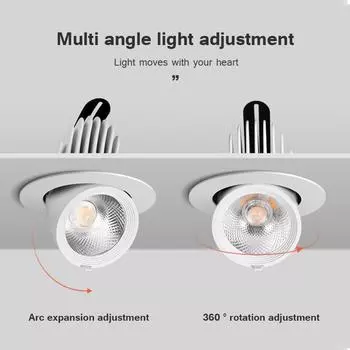 Встраиваемые светодиодные светильники 7 Вт 12 Вт светодиодные потолочные точечные светильники фоновые точечные светильники 360° для внутреннего домашнего кухонного освещения точечные светильники AC85~265 В 7w&Warm White белый